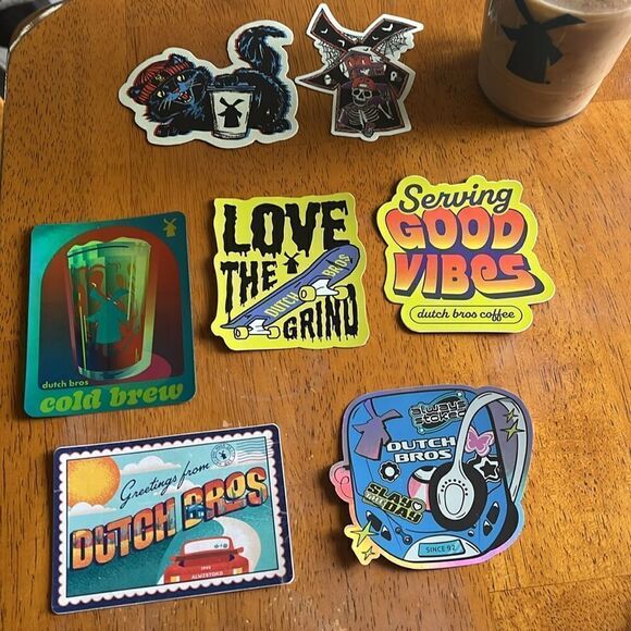 BUNDLE OF 7 DUTCH BROS STICKERS - Picture 1 of 7